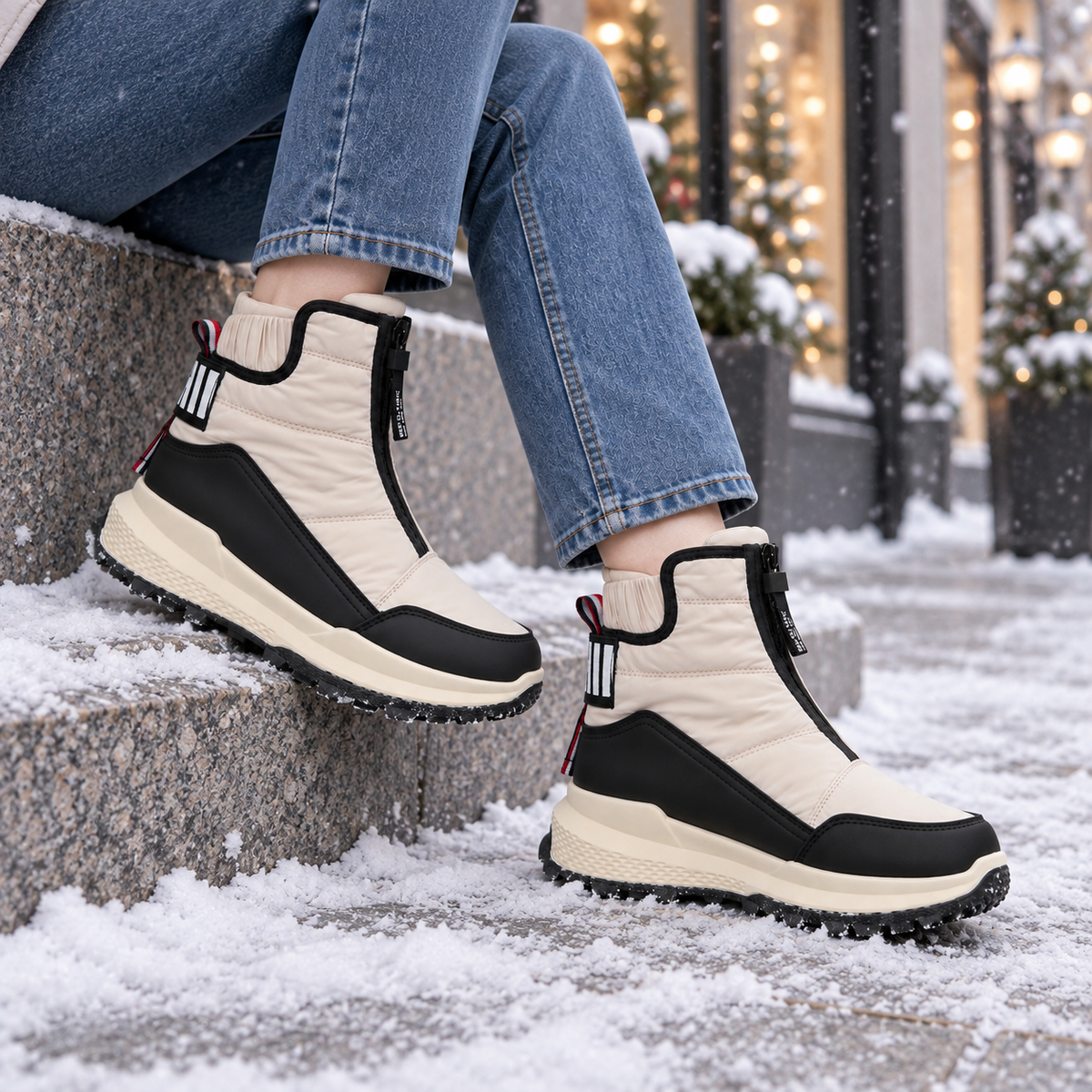 Botki Śniegowce damskie (36-41, 12par) D9166-4 BEIGE
