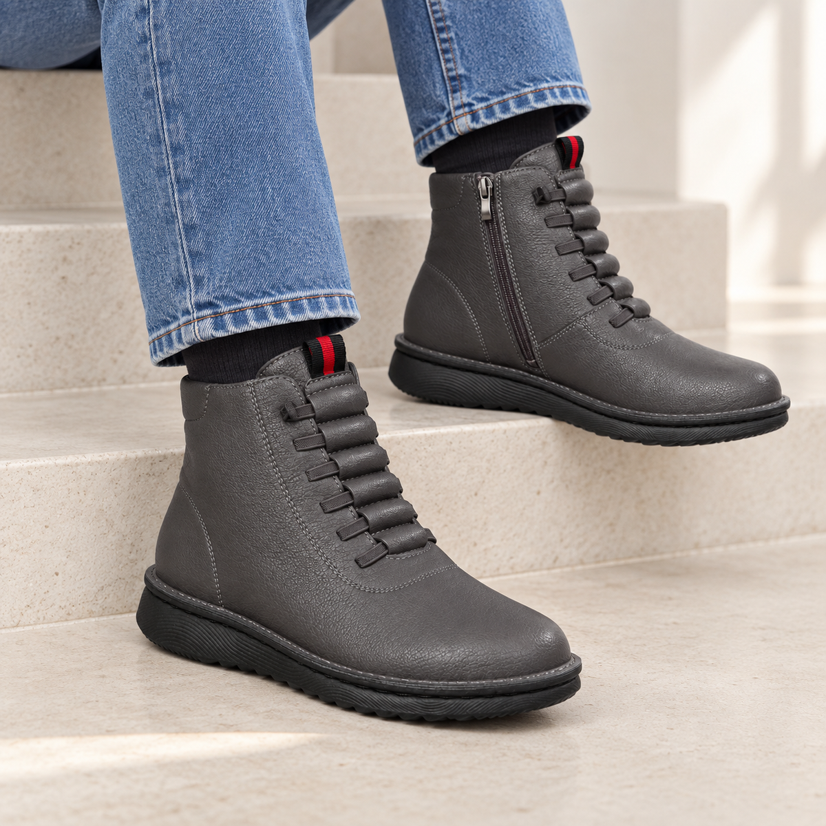 Botki Damskie (36-42) 12Par D25311-2 GREY
